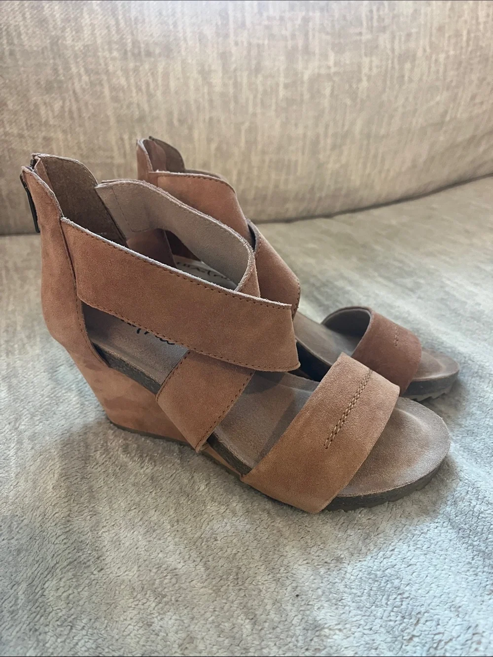 Diba True Brown Suede Wedge Sandals